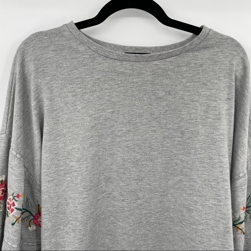 Mustard Seed Grey Sweatshirt with Cute Floral Embroidery Detail - Picture 3 of 11